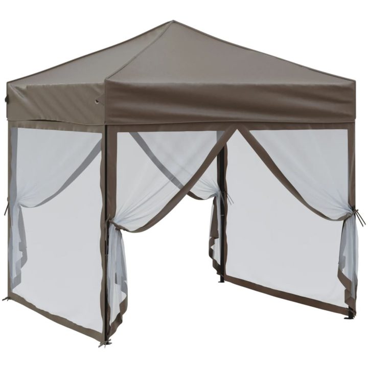 Hopfällbart partytält med sidoväggar taupe vidaXL 2 x 2 m – bild 3