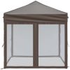 Hopfällbart partytält med sidoväggar taupe vidaXL 2 x 2 m – miniatyr 4