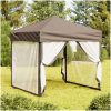 Hopfällbart partytält med sidoväggar taupe vidaXL 2 x 2 m – miniatyr 1