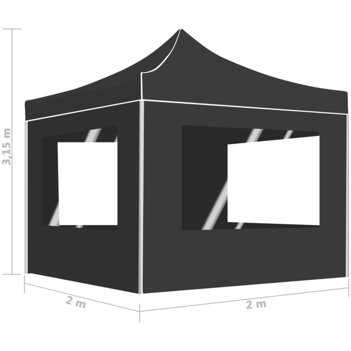 Hopfällbart partytält med väggar aluminium 2x2 m antracit vidaXL – bild 9
