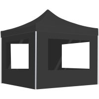 Hopfällbart partytält med väggar aluminium 2x2 m antracit vidaXL
