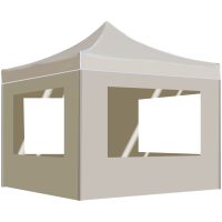 Hopfällbart partytält med väggar aluminium 2x2 m gräddvit vidaXL
