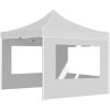 Hopfällbart partytält med väggar aluminium 2x2 m vit vidaXL – miniatyr 4