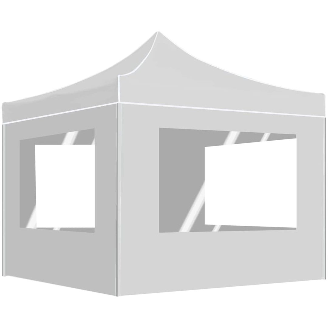 Hopfällbart partytält med väggar aluminium 2x2 m vit vidaXL