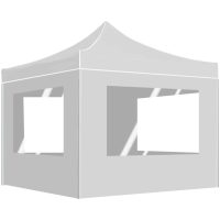 Hopfällbart partytält med väggar aluminium 2x2 m vit vidaXL