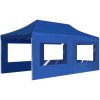 Hopfällbart partytält med väggar aluminium blå vidaXL 6 x 3 m – miniatyr 3