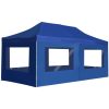 Hopfällbart partytält med väggar aluminium blå vidaXL 6 x 3 m – miniatyr 1
