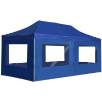 Hopfällbart partytält med väggar aluminium blå vidaXL