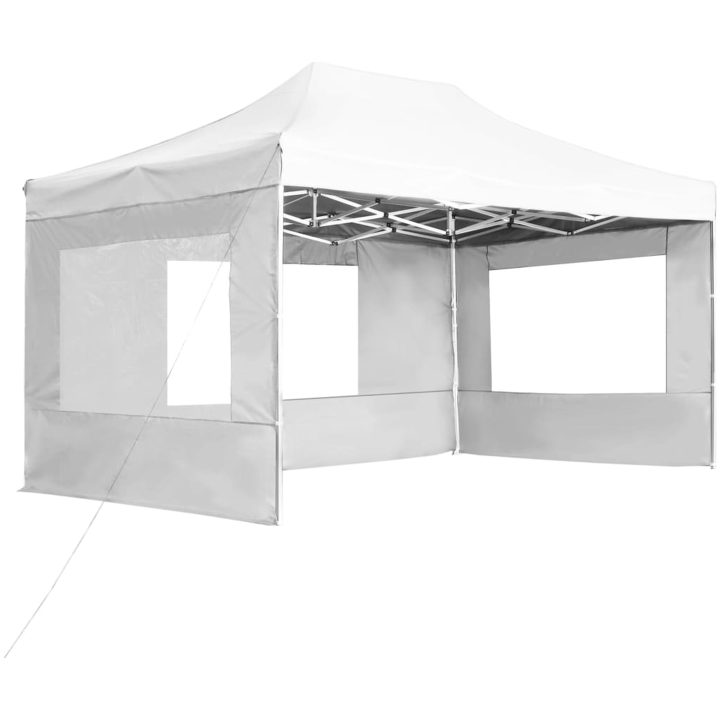 Hopfällbart partytält med väggar aluminium vit vidaXL 4.5 x 3 m – bild 2