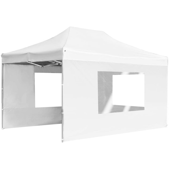 Hopfällbart partytält med väggar aluminium vit vidaXL 4.5 x 3 m – bild 3