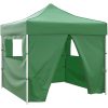 Hopfällbart tält 3 x 3 m 4 väggar grön vidaXL – miniatyr 1