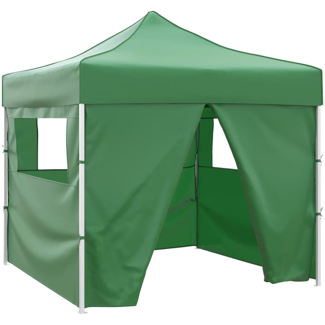 Hopfällbart tält 3 x 3 m 4 väggar grön vidaXL