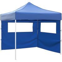 Hopfällbart tält med 2 väggar 3x3 m blå vidaXL