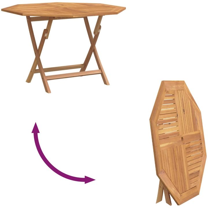 Hopfällbart trädgårdsbord 110x110x75 cm massiv teak vidaXL – bild 5