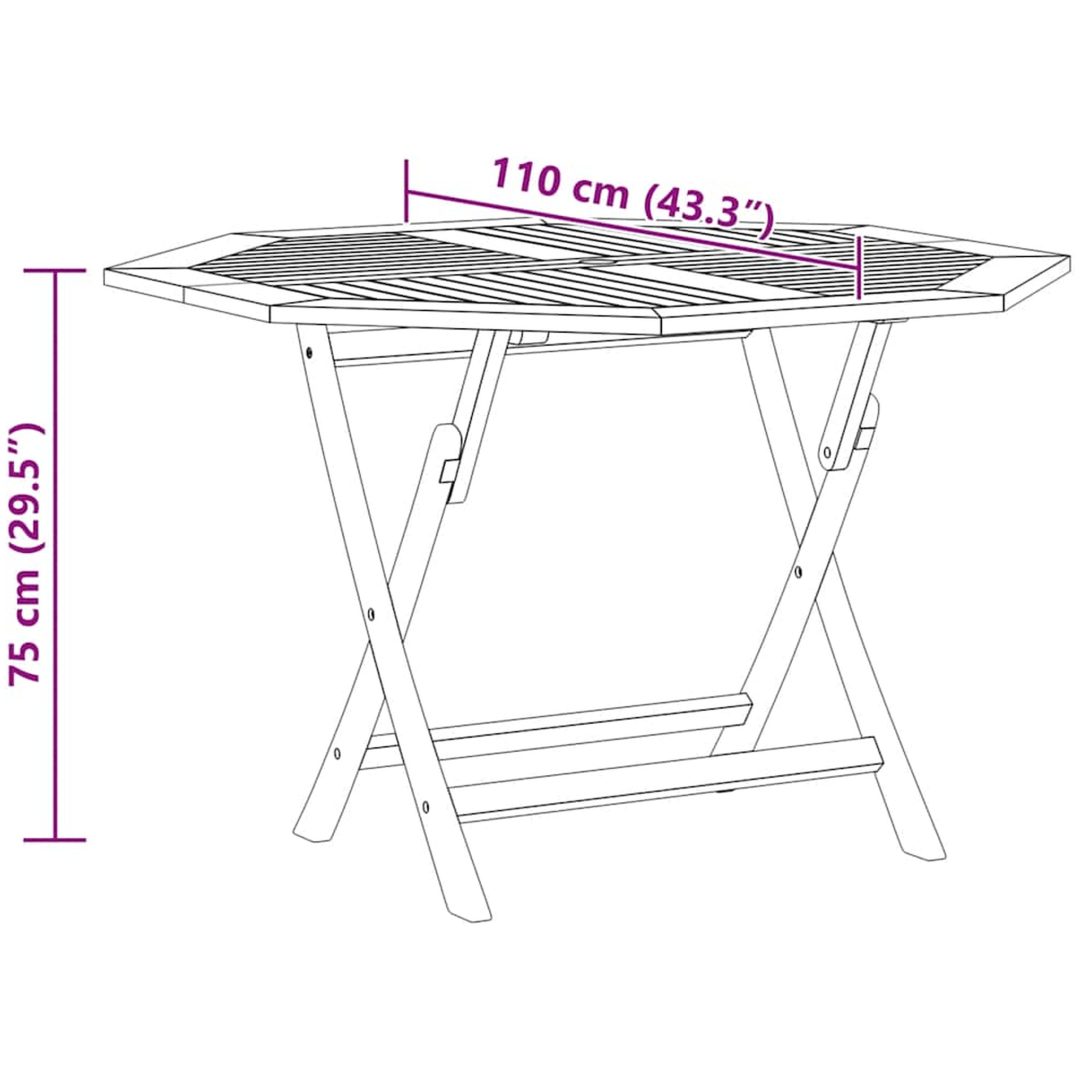 Hopfällbart trädgårdsbord 110x110x75 cm massiv teak vidaXL – bild 8