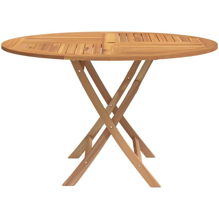 Hopfällbart trädgårdsbord ⌀110x75 cm massiv teak vidaXL – bild 4