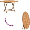 Hopfällbart trädgårdsbord ⌀110x75 cm massiv teak vidaXL – miniatyr 5