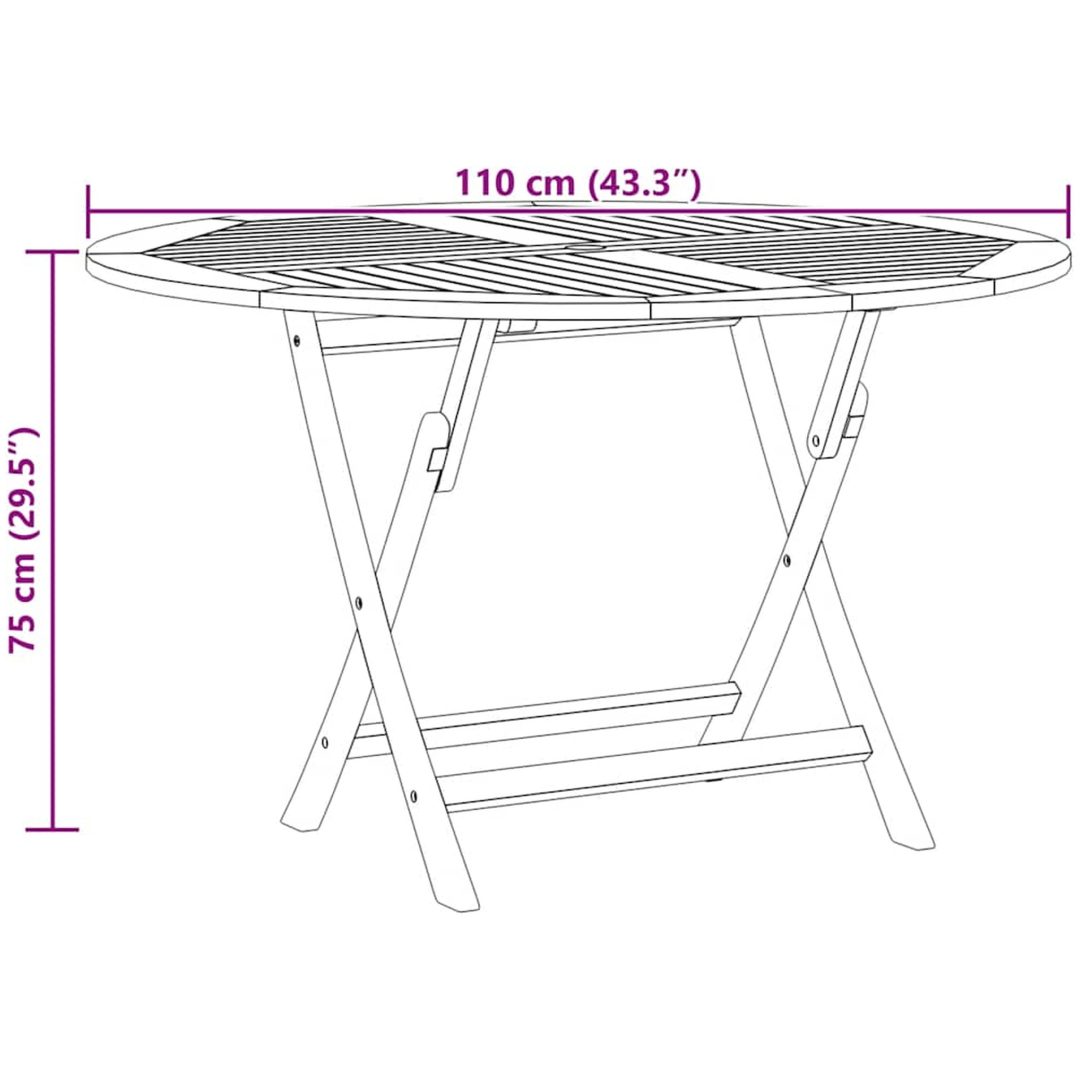 Hopfällbart trädgårdsbord ⌀110x75 cm massiv teak vidaXL – bild 8