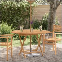 Hopfällbart trädgårdsbord ⌀110x75 cm massiv teak vidaXL