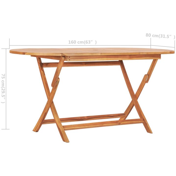 Hopfällbart trädgårdsbord 160x80x75 cm massivt teakträ vidaXL – bild 6