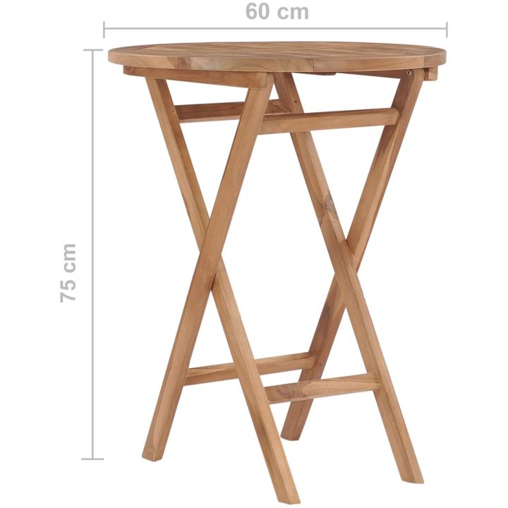 Hopfällbart trädgårdsbord 60 cm massivt teakträ vidaXL – bild 7