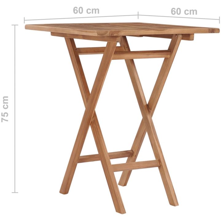 Hopfällbart trädgårdsbord 60x60x75 cm massivt teakträ vidaXL – bild 7