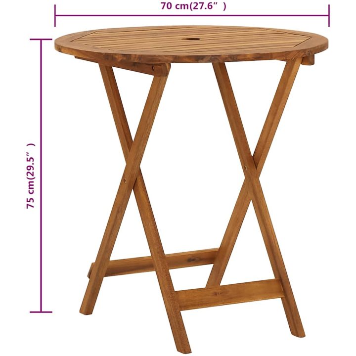 Hopfällbart trädgårdsbord 70 cm massivt akaciaträ vidaXL – bild 10