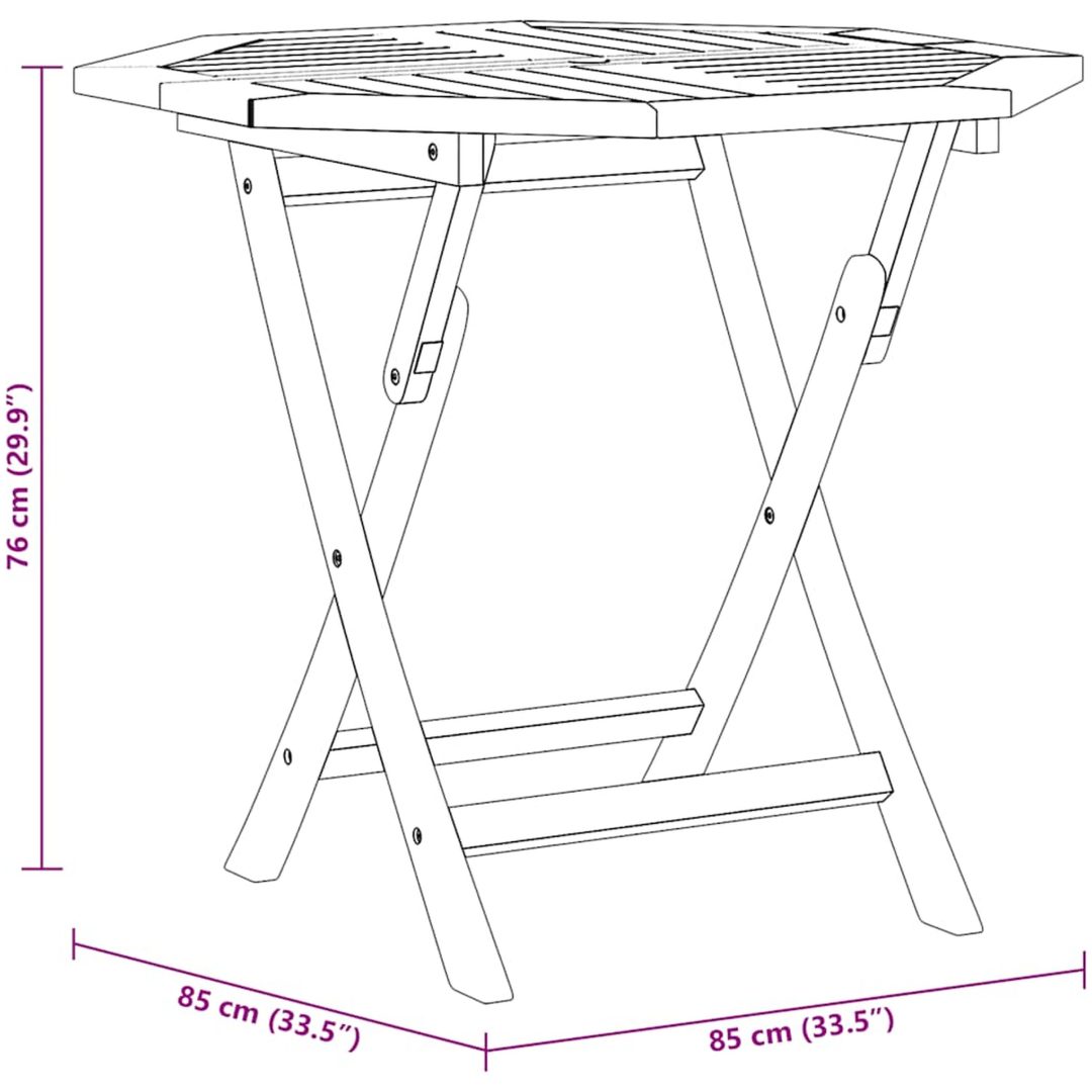 Hopfällbart trädgårdsbord 85x85x76 cm massiv teak vidaXL – bild 9