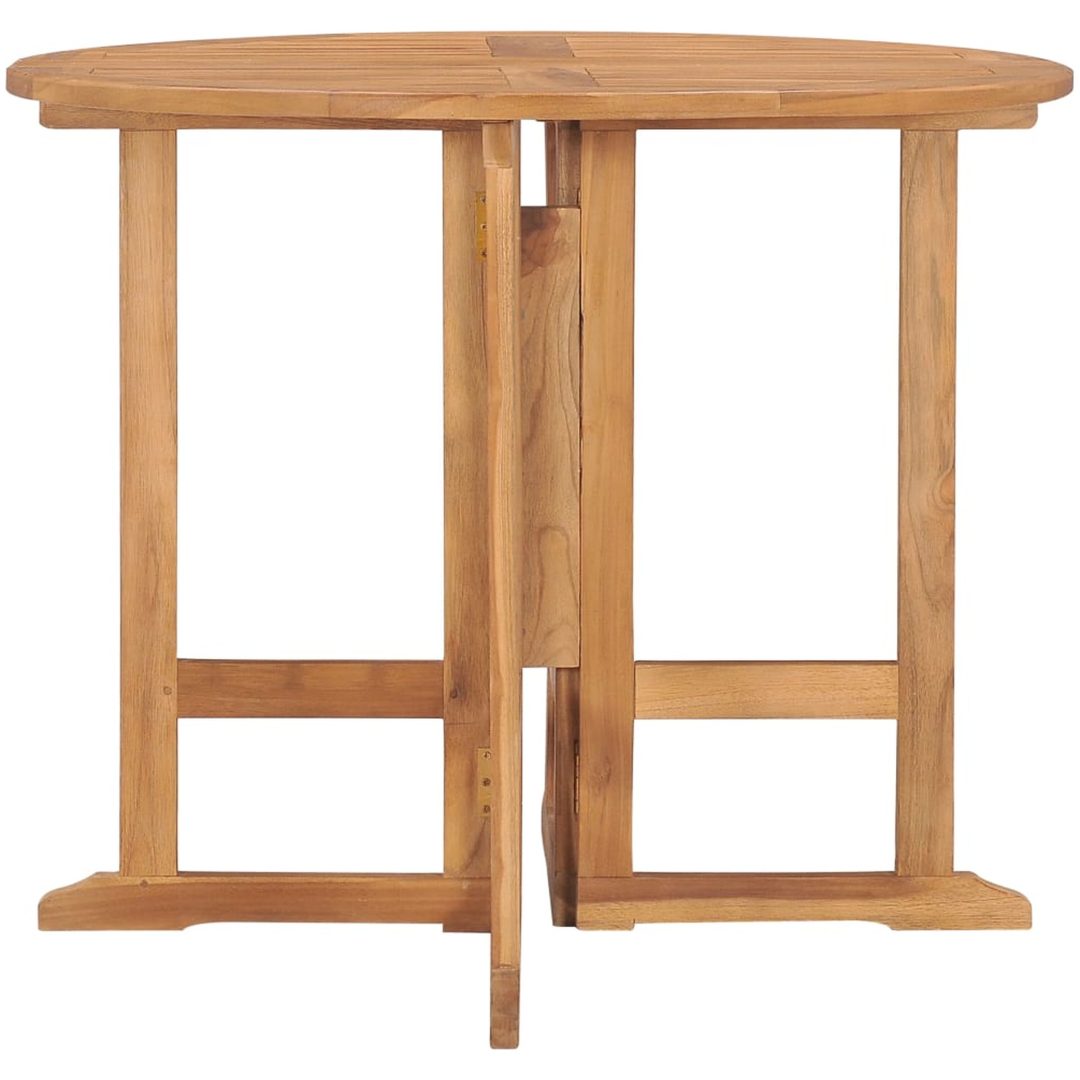 Hopfällbart trädgårdsbord ⌀90x75 cm massiv teak vidaXL – bild 2