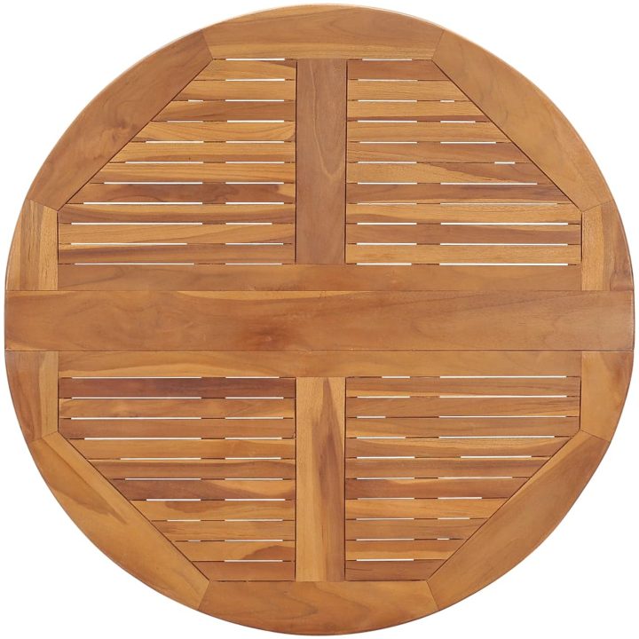 Hopfällbart trädgårdsbord ⌀90x75 cm massiv teak vidaXL – bild 4