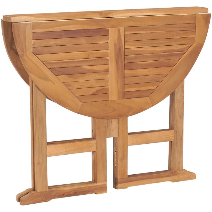 Hopfällbart trädgårdsbord ⌀90x75 cm massiv teak vidaXL – bild 5