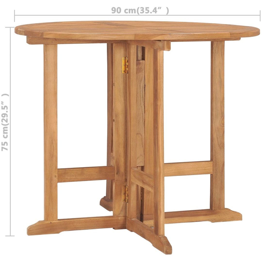 Hopfällbart trädgårdsbord ⌀90x75 cm massiv teak vidaXL – bild 7