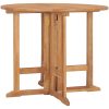 Hopfällbart trädgårdsbord ⌀90x75 cm massiv teak vidaXL – miniatyr 1