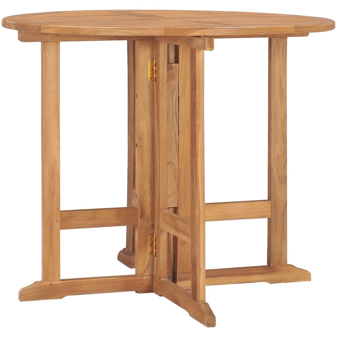 Hopfällbart trädgårdsbord ⌀90x75 cm massiv teak vidaXL