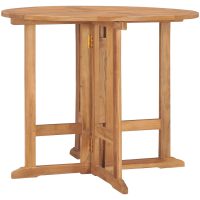 Hopfällbart trädgårdsbord ⌀90x75 cm massiv teak vidaXL