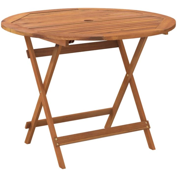 Hopfällbart trädgårdsbord ⌀90x75 cm massivt akaciaträ vidaXL – bild 2