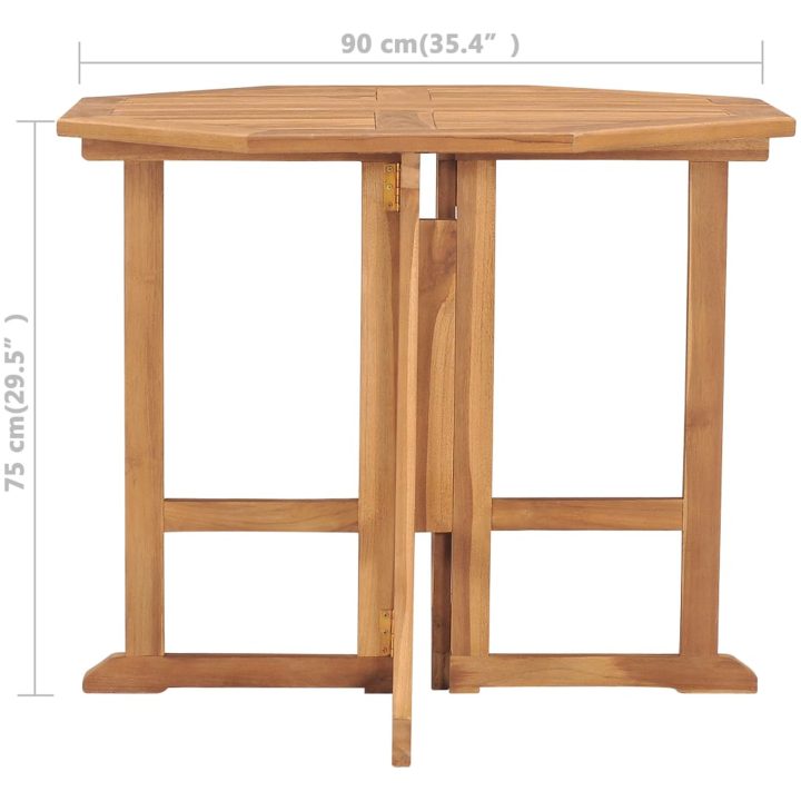 Hopfällbart trädgårdsbord 90x90x75 cm massiv teak vidaXL – bild 7
