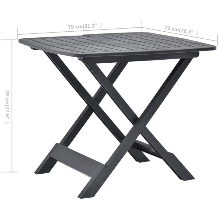 Hopfällbart trädgårdsbord antracit 79x72x70 cm plast vidaXL – bild 6