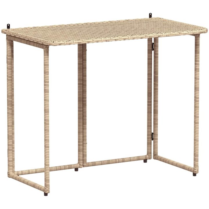 hopfällbart trädgårdsbord beige 90x51x75 cm konstrotting vidaXL – bild 2