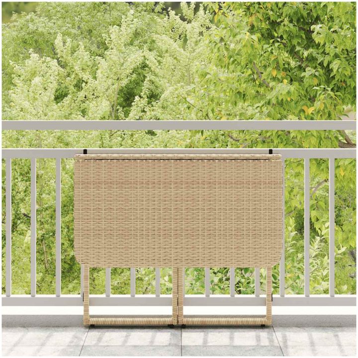 hopfällbart trädgårdsbord beige 90x51x75 cm konstrotting vidaXL – bild 3