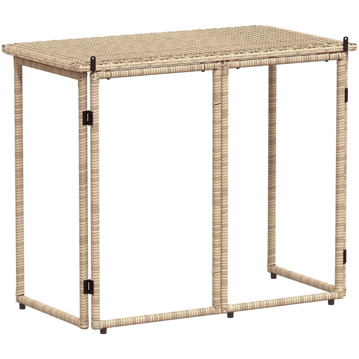 hopfällbart trädgårdsbord beige 90x51x75 cm konstrotting vidaXL – bild 6