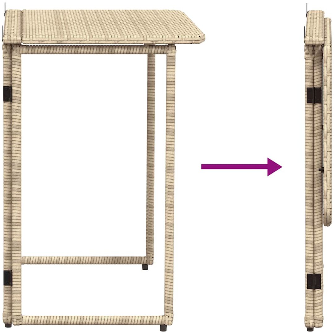 hopfällbart trädgårdsbord beige 90x51x75 cm konstrotting vidaXL – bild 7