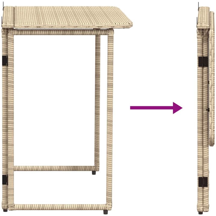 hopfällbart trädgårdsbord beige 90x51x75 cm konstrotting vidaXL – bild 7