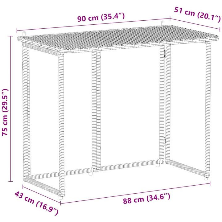 hopfällbart trädgårdsbord beige 90x51x75 cm konstrotting vidaXL – bild 10