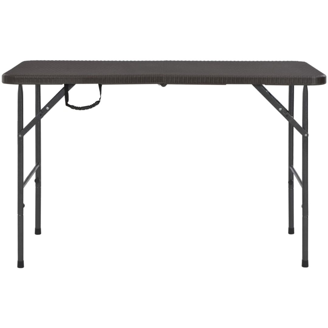 Hopfällbart trädgårdsbord brun 120x60x74 cm HDPE rotting vidaXL – bild 2