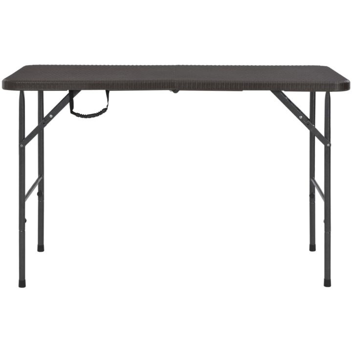 Hopfällbart trädgårdsbord brun 120x60x74 cm HDPE rotting vidaXL – bild 2