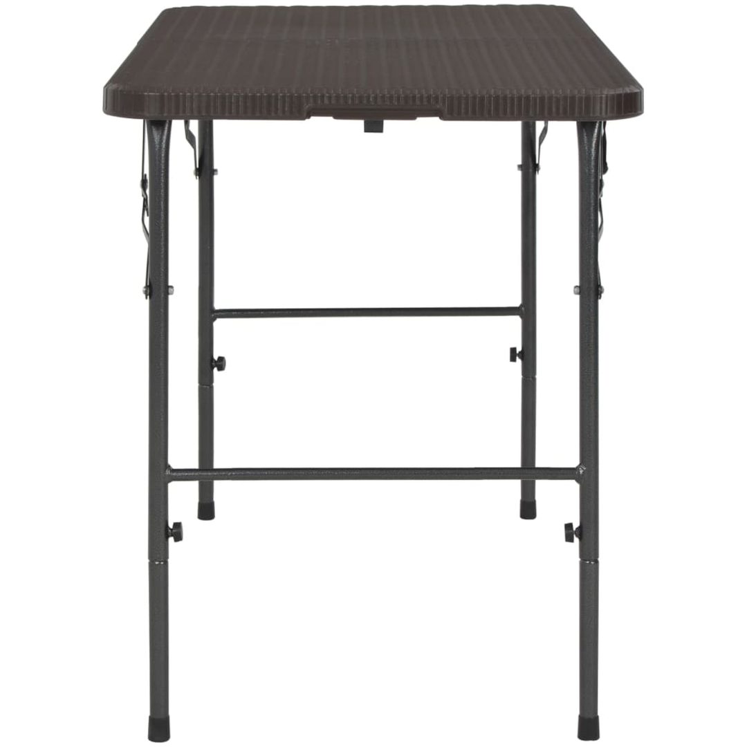 Hopfällbart trädgårdsbord brun 120x60x74 cm HDPE rotting vidaXL – bild 3
