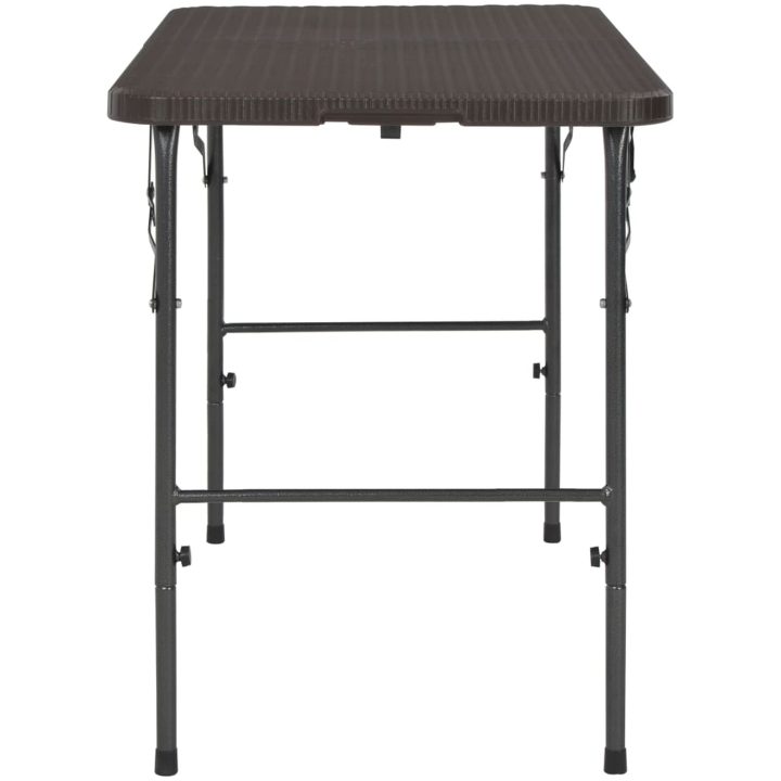 Hopfällbart trädgårdsbord brun 120x60x74 cm HDPE rotting vidaXL – bild 3