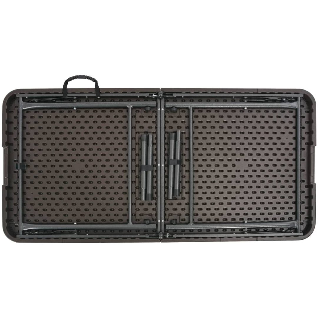 Hopfällbart trädgårdsbord brun 120x60x74 cm HDPE rotting vidaXL – bild 4