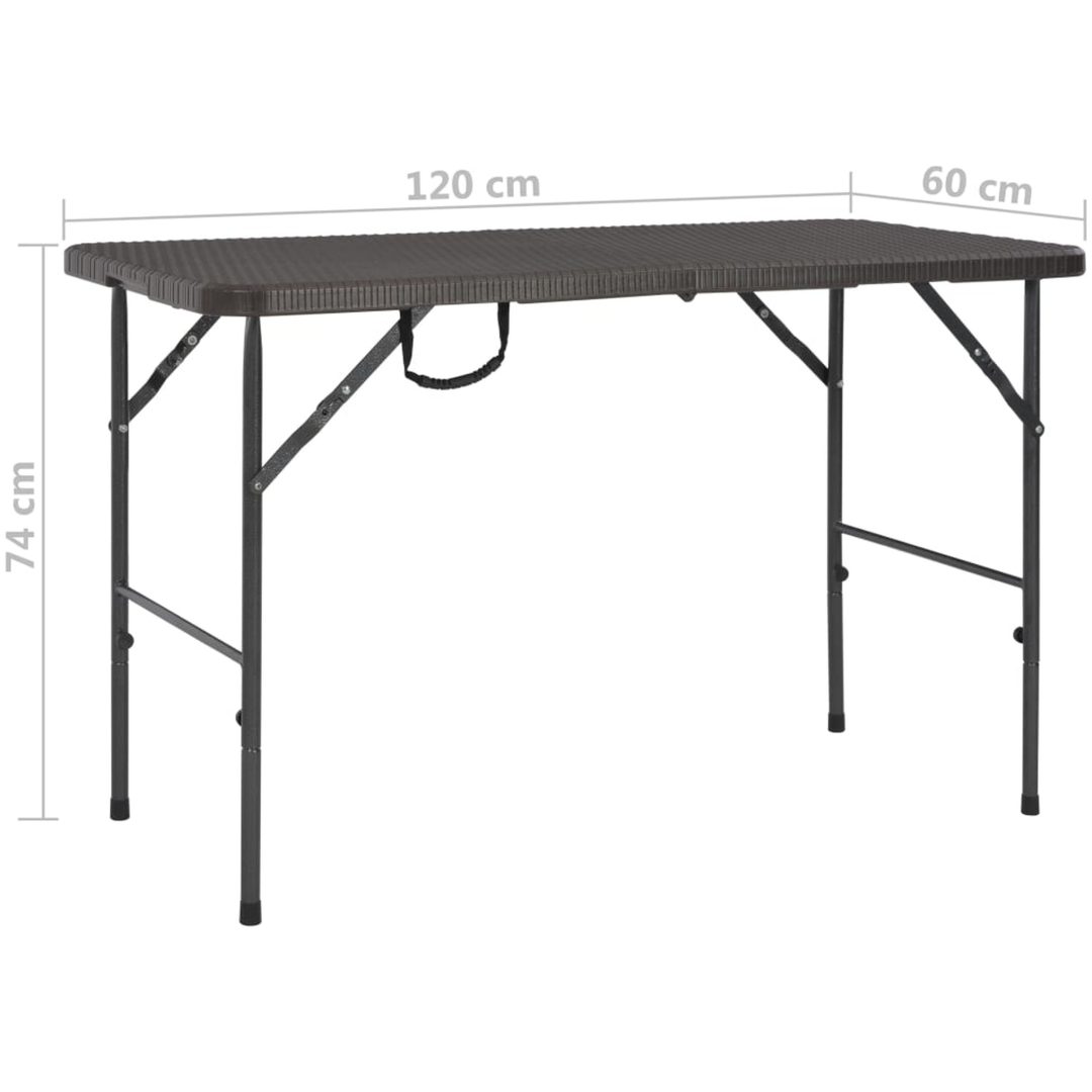 Hopfällbart trädgårdsbord brun 120x60x74 cm HDPE rotting vidaXL – bild 6